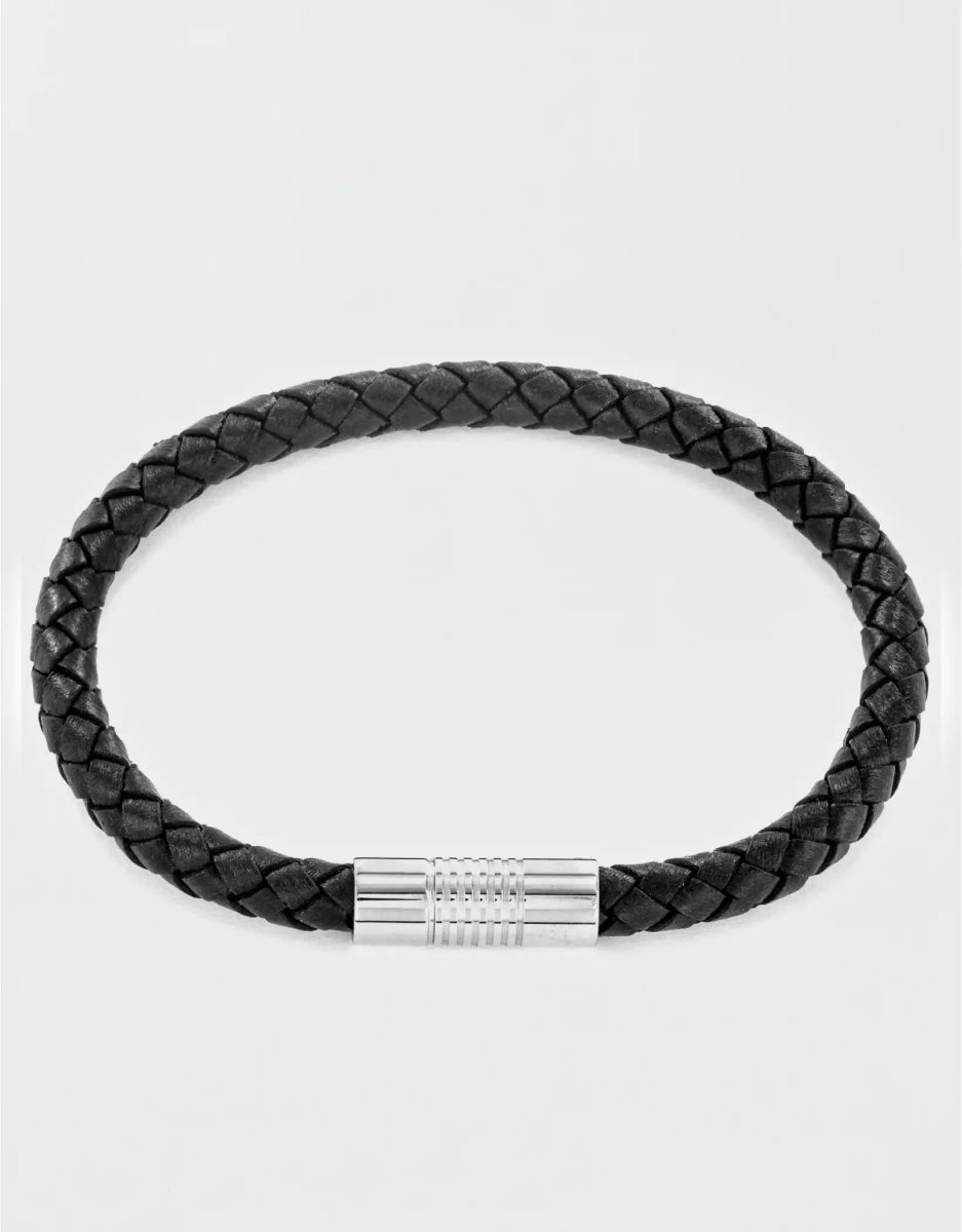 Bijoux American Eagle Stainless Steel Braided Cuir Bracelet Noir Homme | CWI-27830861